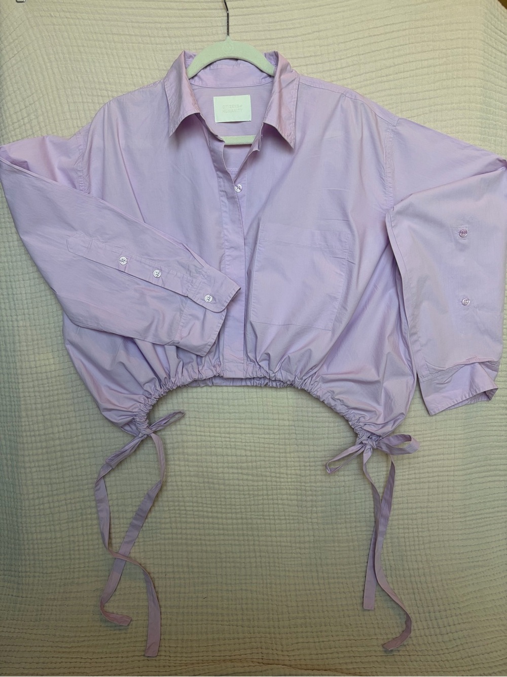 Citizens of Humanity Alexandra Cropped Button Down Top Lavender S